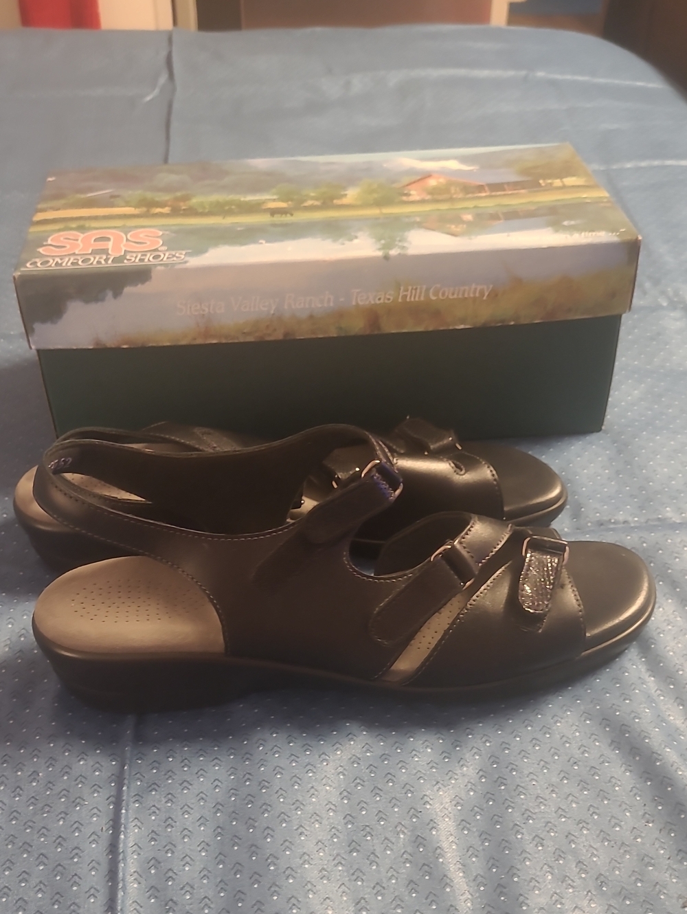 SAS Women's Black Adjustable Slingback Comfort Sandals